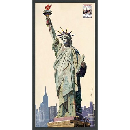 SOLID STORAGE SUPPLIES Lady Liberty Dimensional Art Collage Hand Signed by Alex Zeng Framed Graphic Wall Art SO996049